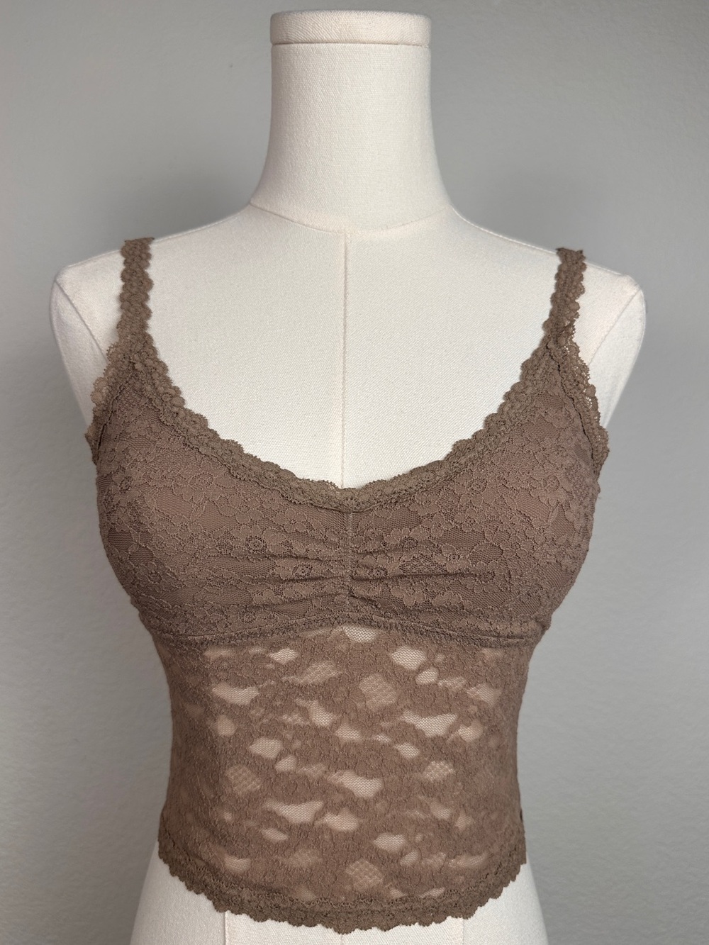 Aerie NWT Taupe Floral Lace Longline Bralette XS